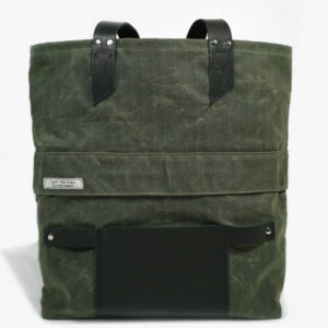 olive waxed canvas tote
