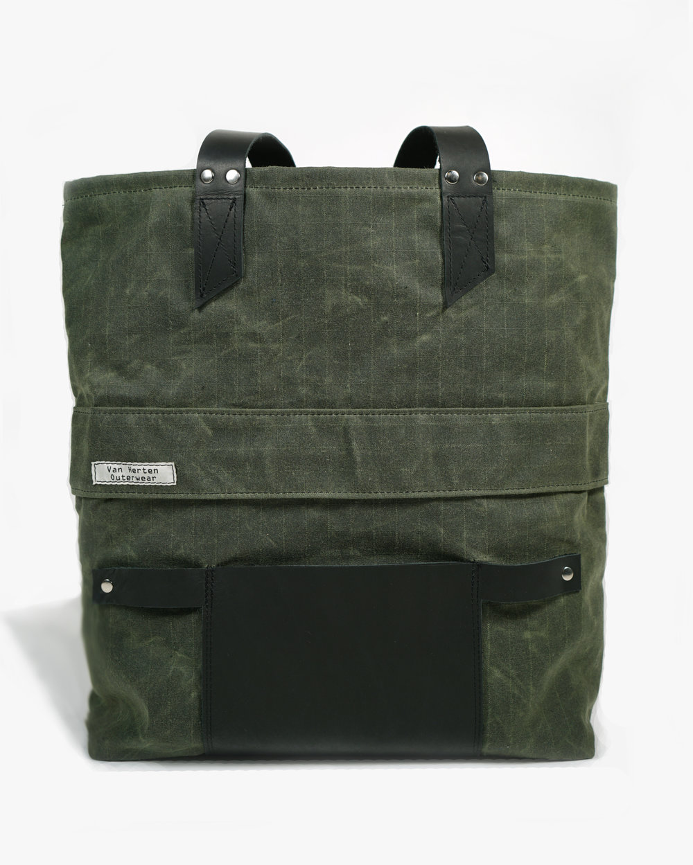 olive waxed canvas tote