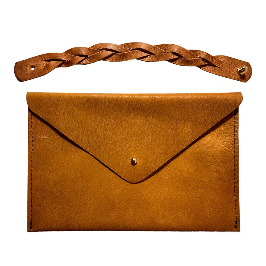 leather envelope and bracelet